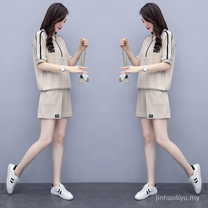 Bộ Đồ Thể Thao Hai Món Dáng Rộng Chống Lão Hóa Phong Cách Phương Tây Thời Trang Mùa Hè Cho Nữ 2021 | BigBuy360 - bigbuy360.vn