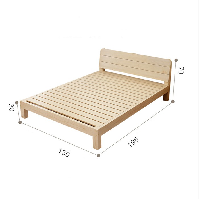 Giường gỗ thông đơn giản hiện đại size 1m5 x 1m9 GUT003