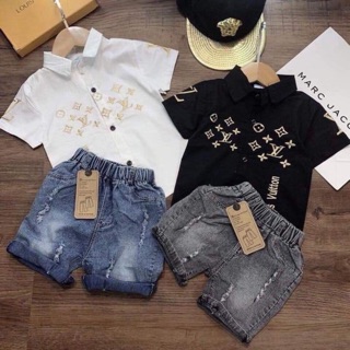 ❌HÀNG HOT❌ SET BỘ QUẦN JEAN + ÁO SƠ MI SANG CHẢNH CHO BÉ