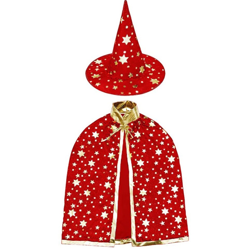 Set Đồ Hóa Trang Phù Thủy 2 Món Gồm Nón + Áo Choàng Phù Thủy Cho Bé Dịp Halloween