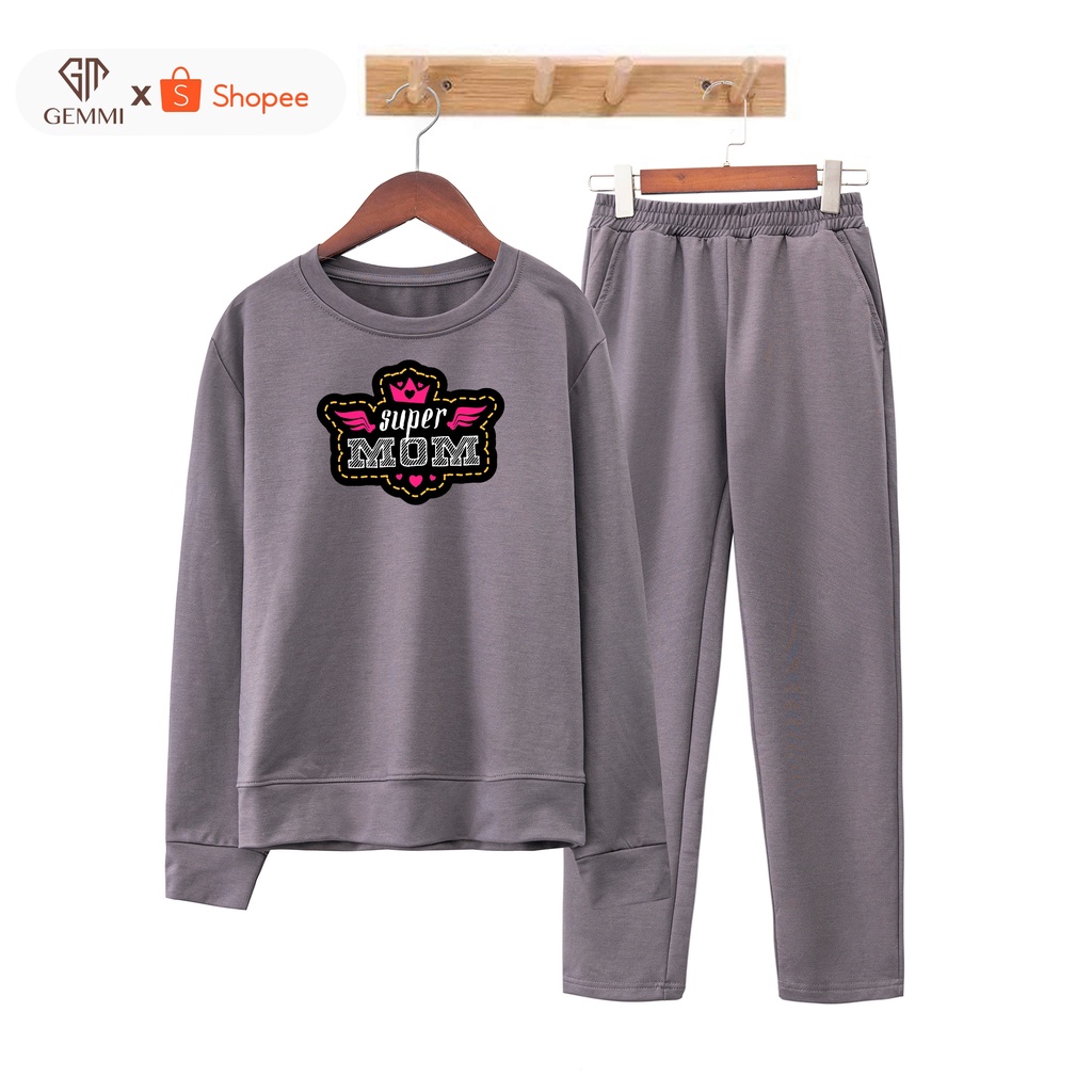 Bộ đồ nữ mặc nhà thiết kế cao cấp dài tay vải da cá cotton Gemmi Fashion DB04