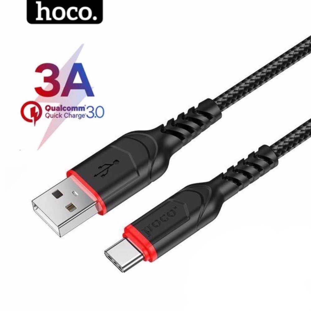 Dây sạc nhanh type c 3a Chính Hãng HOCO - Cáp bọc dù usb typec andoird dùng cho samsung xiaomi .. hocomall