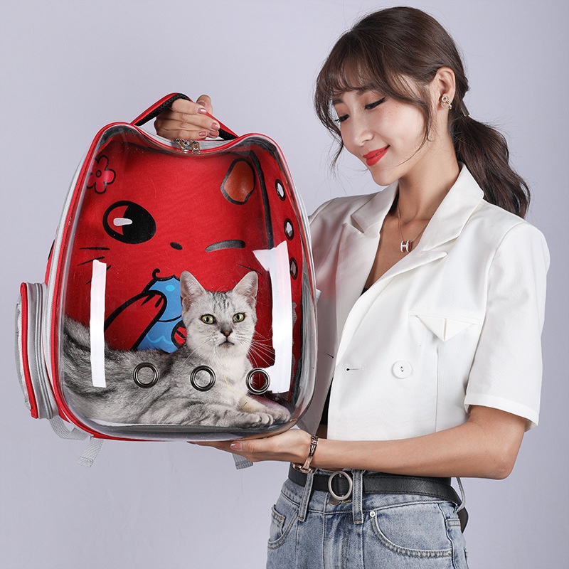 Ba Lô Đựng Thú Cưng Thiết Kế Trong Suốt Thoáng Khí Tiện Dụng