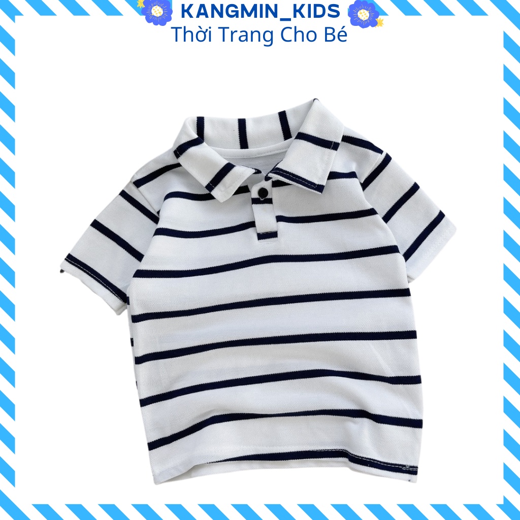 Áo Polo cho bé trai Hàn quốc xuất dư xịn Kangmin kids, áo phông cộc tay bé trai có cổ A001, Áo hè cho bé Từ 10-25kg