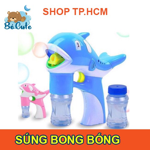 Đồ chơi thổi bong bóng trẻ em Hình chú cá heo màu hồng và màu xanh dùng pin thích hợp cho bé gái và bé trai