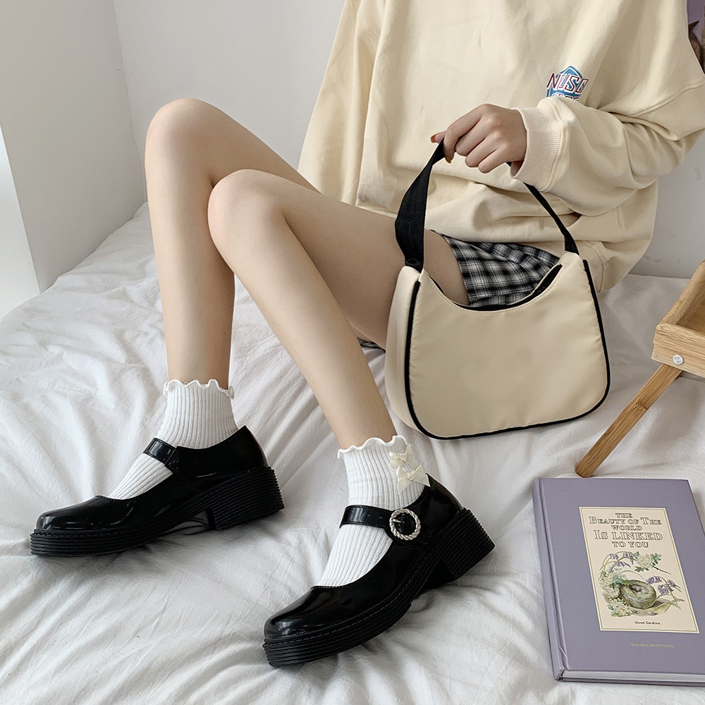 Giày Búp Bê Da Đế Dày Thời Trang Xinh Xắn Dành Cho Nữ