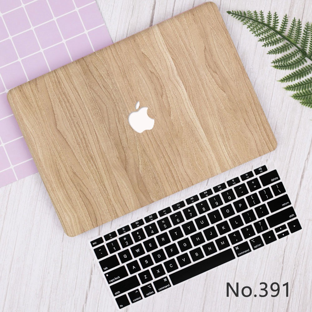 Vỏ bảo vệ laptop Macbook Pro 13.3" 15.4" A2159 A1706 Mac Air họa tiết giả gỗ kèm phụ kiện