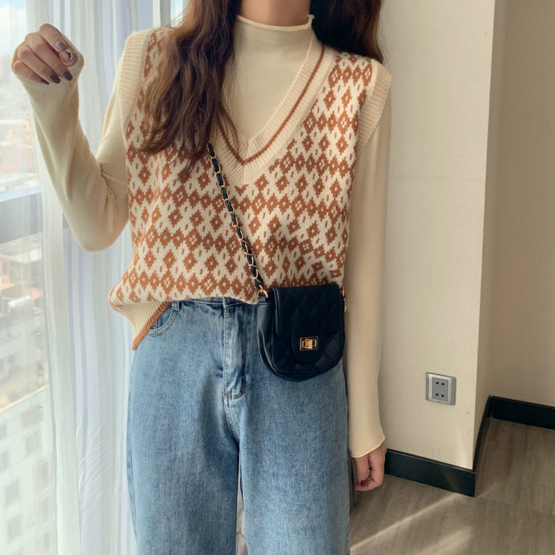 Áo sweater không tay cổ chữ V dáng rộng phong cách thời trang Hàn dành cho phái đẹp | BigBuy360 - bigbuy360.vn