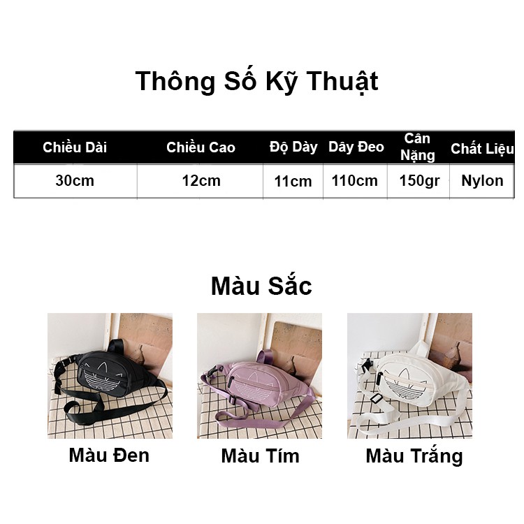 Túi bao tử nữ ZADA đeo chéo vải canvas phong cách trẻ trung thời trang unisex [Z808]