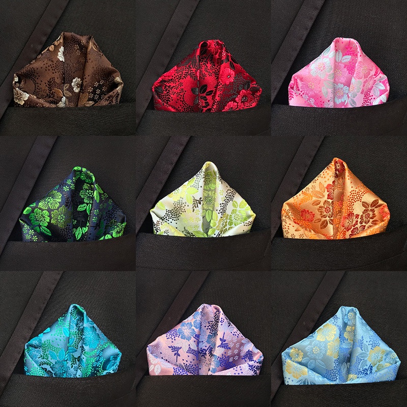 Khăn Lụa Satin 25cm * 25cm Họa Tiết Hoa Sang Trọng Cho Nam