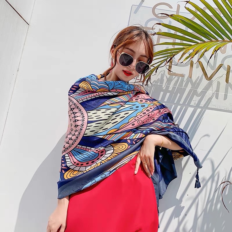 [Khăn Loại 1] Khăn To Quàng Đi Biển Hoạ Tiết Thổ Cẩm Boho Vintage