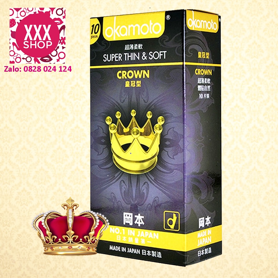 Bao cao su OKAMOTO CROWN Siêu Mỏng Và Mềm Mại - Hộp 10 Cái