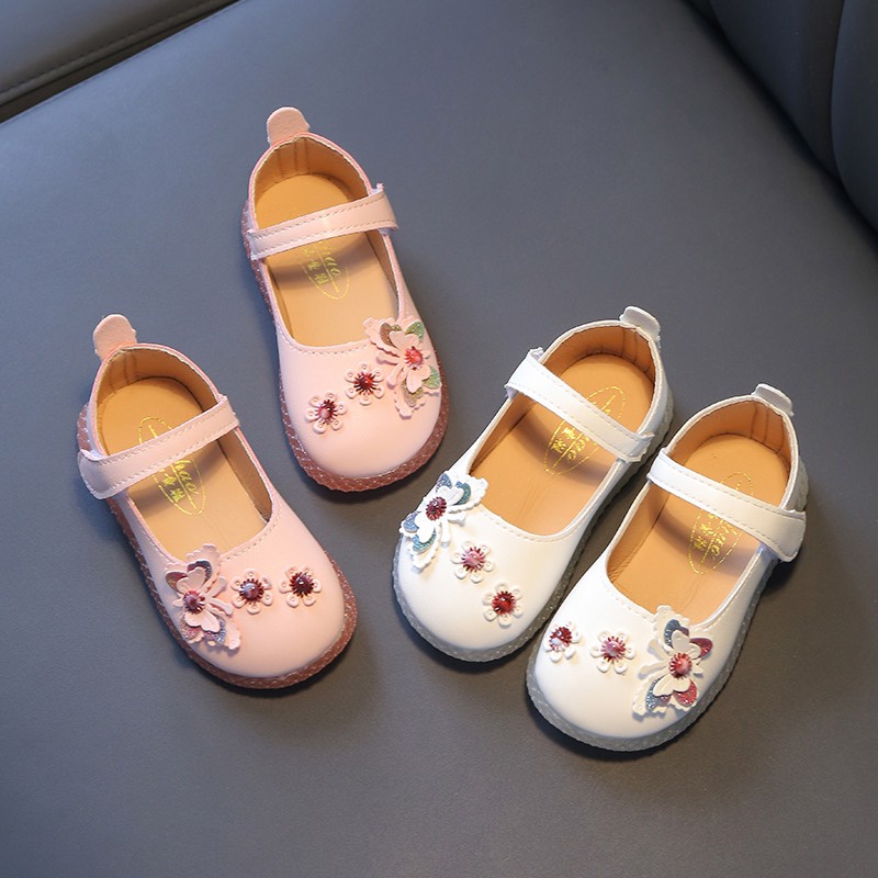 Giày búp bê đính hoa dành cho bé gái, da PU mềm đế chắc chắn chống trơn trượt - Hàng Quảng Châu Loại 1 (226)