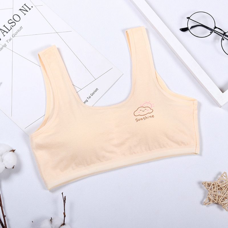 Áo lót vải cotton Hai Dây Bản Rộng Màu Trơn In Họa Tiết Hoạt Hình Cho Bé Gái
