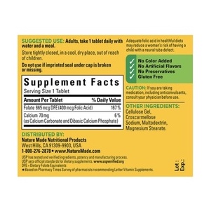 Viên uống Folic Acid 400mcg 250 viên Nature Made