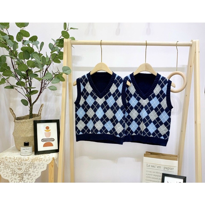  Áo Gile len nữ croptop quả trám - Áo len gile dệt kim len mịn | BigBuy360 - bigbuy360.vn