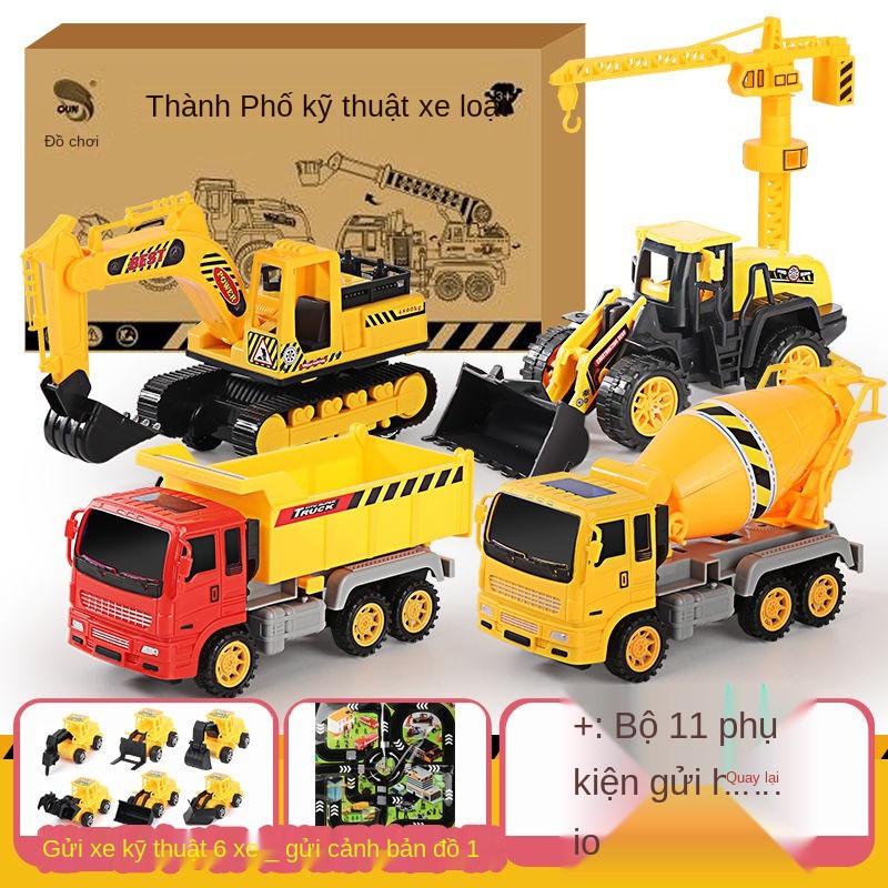 Xe Đồ Chơi Trẻ Em Bé trai 3-6 tuổi công trình máy xúc bán buôn set cậu ủi đất