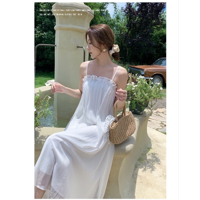 Đầm hai dây dáng xòe midi Emilyshop ulzzang