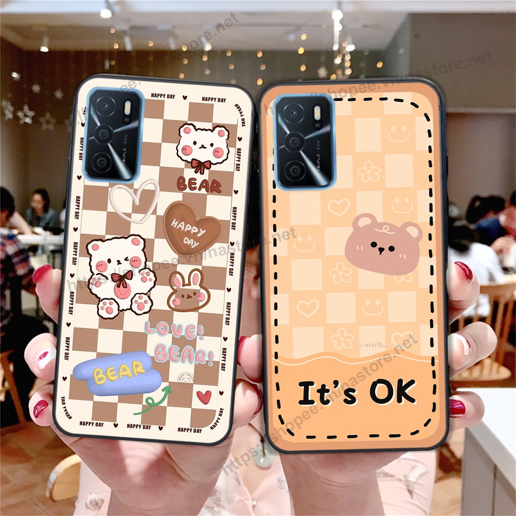 Ốp lưng Oppo A16 / A16K trái tim hình gấu cute cá tính, giá rẻ, cực bền