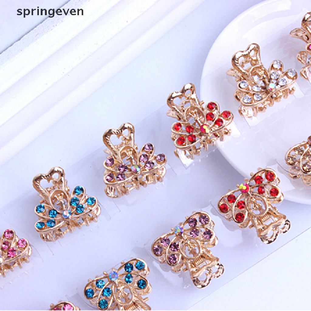 Kẹp Tóc Càng Cua Mini Hình Hoa Pha Lê Phong Cách springeven Mới
