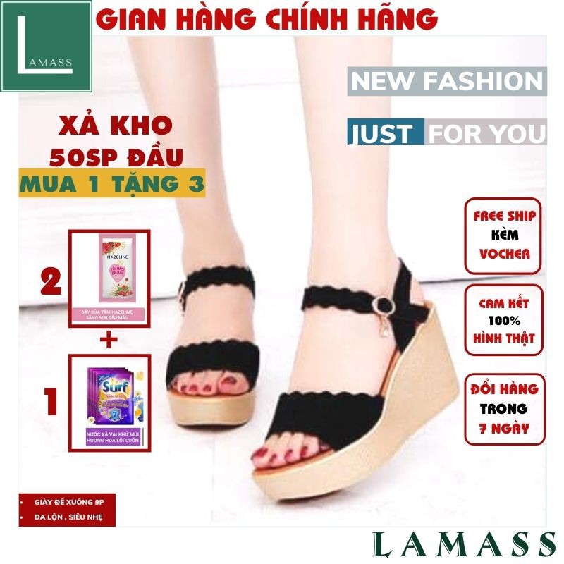 Giày đế xuồng💚giày nữ ,Giày cao gót 9 phân đế xuồng bản gợn sóng- LAZASHION