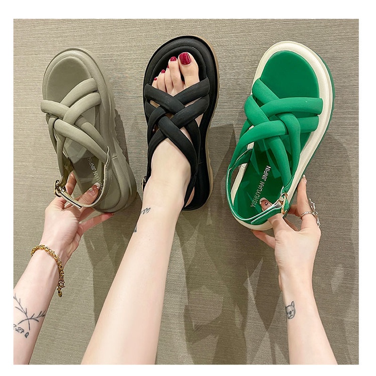 Giày Sandal Đế Dày Quai Chéo Thời Trang Đi Biển Phong Cách Mới