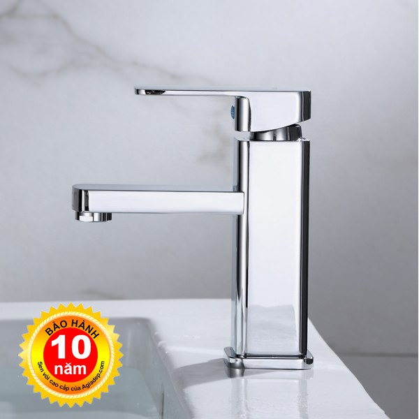 Vòi Lavabo nóng lạnh (Trụ vuông) Hợp kim - Hàng Cao cấp ITALIA (Kèm đôi dây cấp nước)