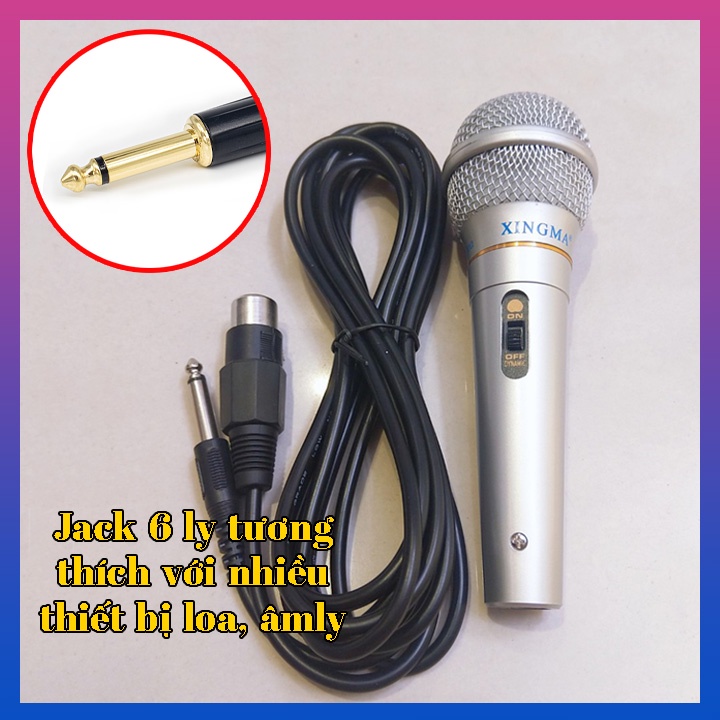 Micro hát Karaoke Xingma AK-319 âm thanh chân thực, lọc tạp âm chống ồn chống hú, jack 6 ly tương thích với loa âmly