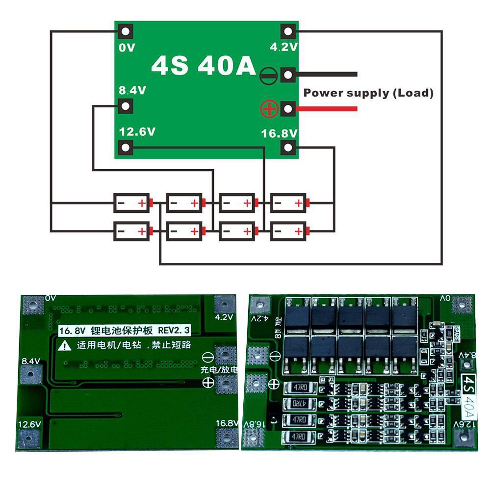 Bảng mạch bảo vệ sạc pin Li-ion Lithium 4S 40A 16.8V 18650