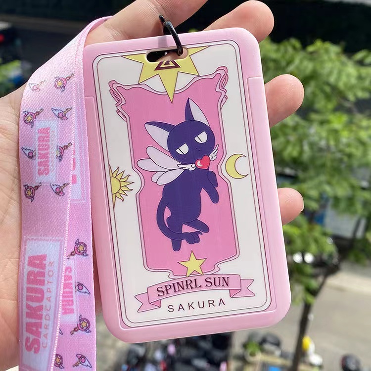 Túi Đựng Thẻ ID/Thẻ Họa Tiết Hoạt Hình Sakura Màu Hồng Dễ Thương Cho Học Sinh