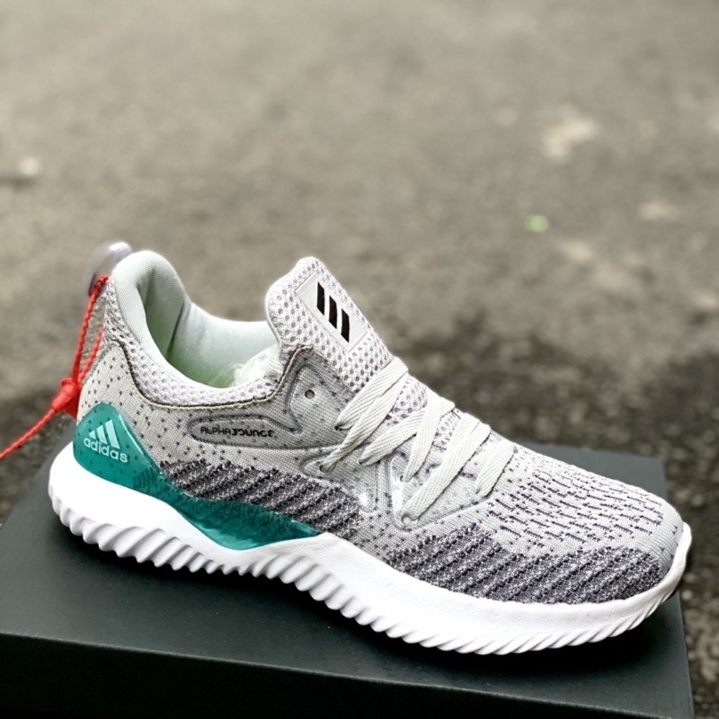 [Full box] Giầy alphabounce xám xanh nữ, giày thể thao xám phối xanh nam nữ( có video), giày chạy bộ nữ