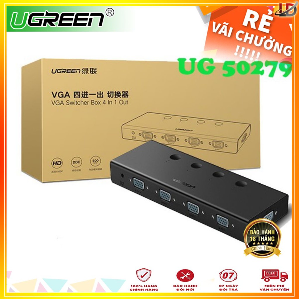 [Mã 254ELSALE giảm 7% đơn 300K] Ugreen 50279 - Bộ gộp VGA 4 vào 1 băng thông 500Mhz cao cấp - Phukienleduy