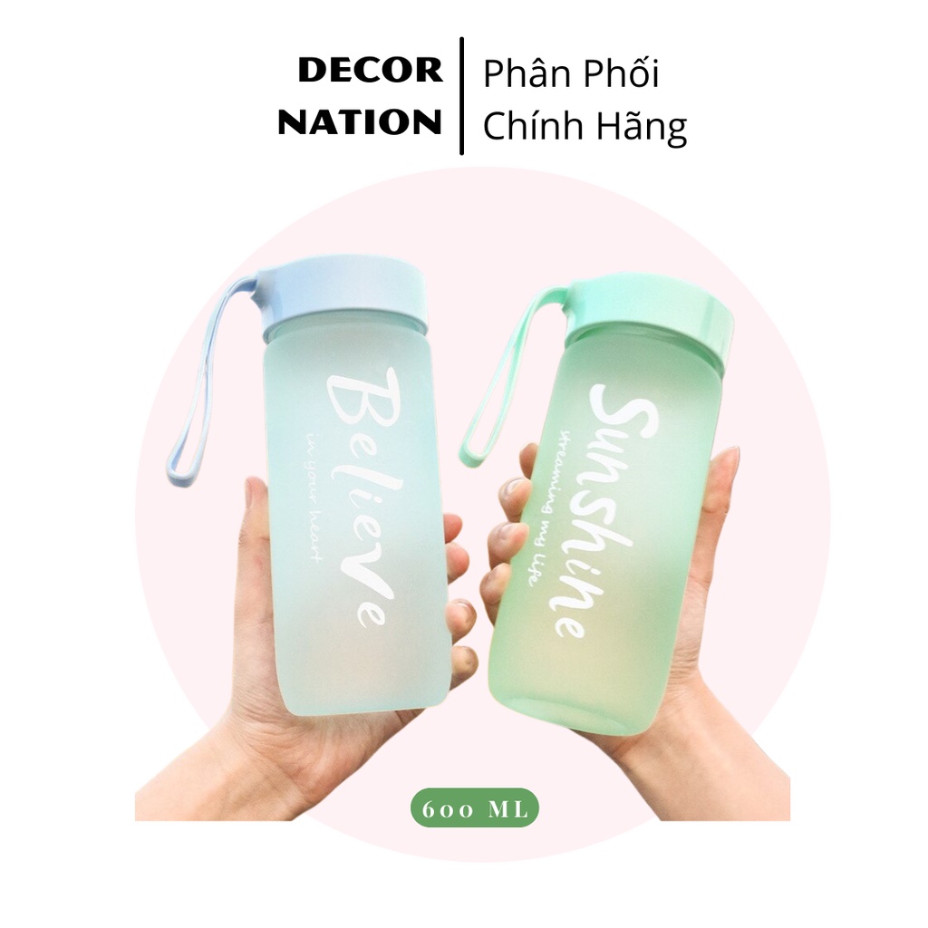 Bình Nước Nhựa Trong Suốt và Matte Có Quai Dung Tích 500ml-520ml-600ml Thể Thao Học Sinh