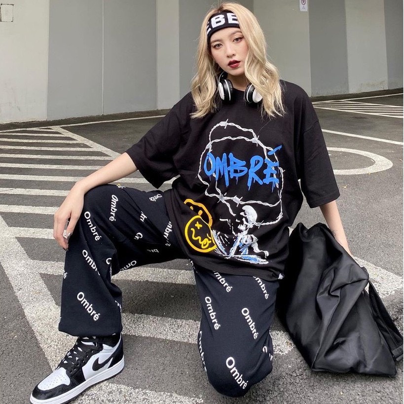 Set bộ OME áo thun tay lỡ quần bom in hình siêu nét form rộng unisex nam nữ mặc được RÔ STORE S16
