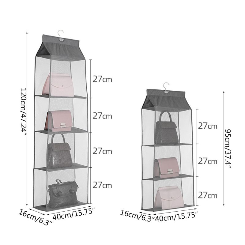 Túi Treo 3 / 4 Ngăn Trong Suốt Đựng Túi Xách Tiện Lợi
