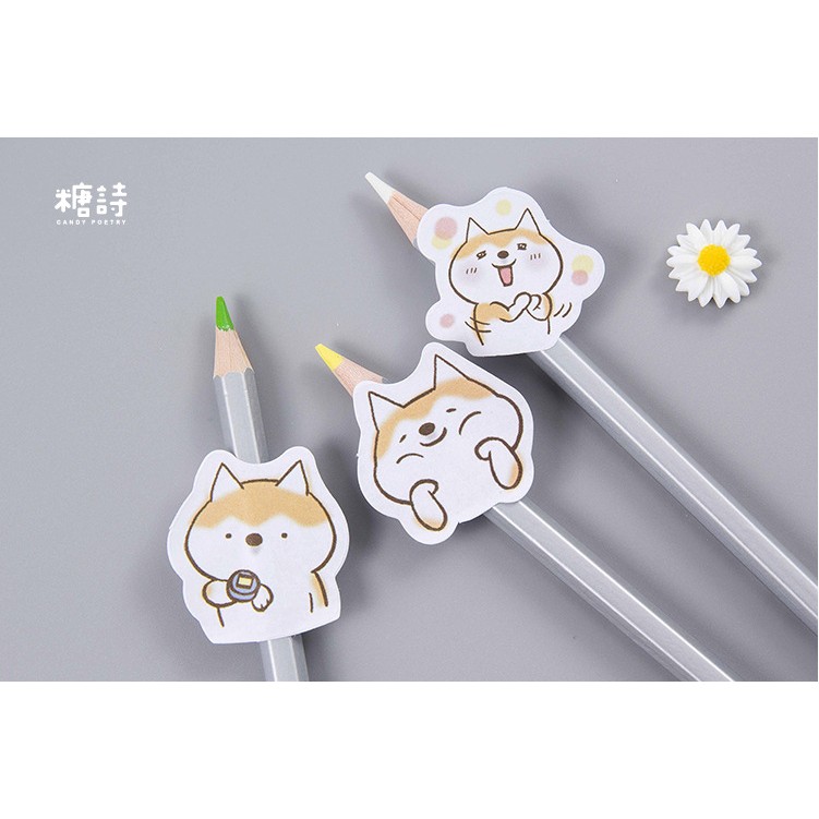 Hộp 45 miếng sticker mẫu cún shiba tai vàng