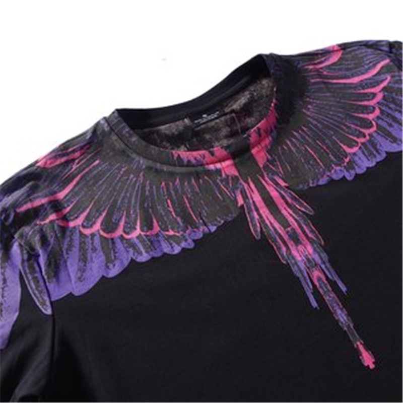 Áo Thun Thể Thao Tay Ngắn Cổ Tròn In Hình Đôi Cánh Màu Tím/Xanh Dương Thời Trang Đường Phố Dành Cho Nam Và Nữ