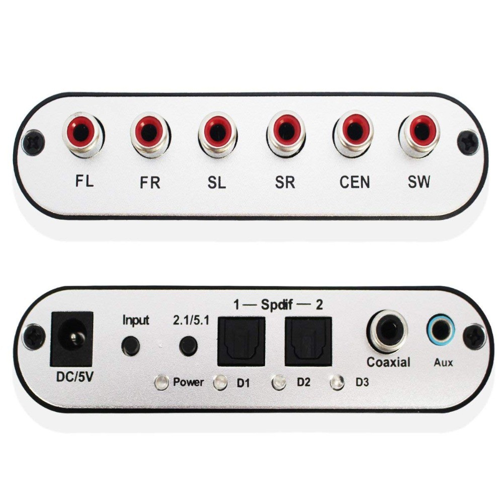 Bộ Giải Mã Âm Thanh Kỹ Thuật Số 5.1ch hd Audiorush spdif coaxial Sang rca dts ac3