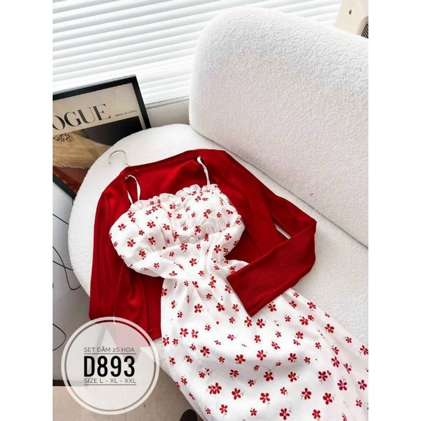 ĐẦM 2 DÂY HOA NHÍ PHỐI ÁO KHOÁC BIGSIZE