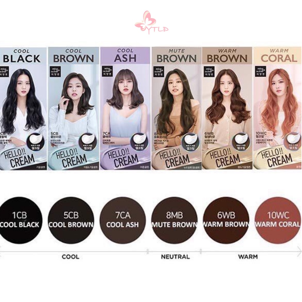 NHUỘM TÓC Dạng kem Mise En Scene Hello Cream Personal Hair Color 125g mẫu mới 2020