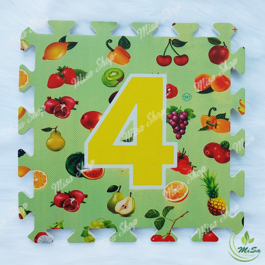 Bộ 10 tấm xốp lót sàn hình số đếm từ 0-9 in hình ảnh sẵn trên thảm , kích thước 30x30 cm/ tấm ghép lại