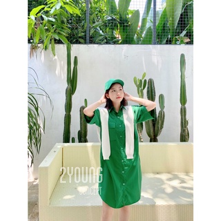 Đầm sơ mi túi nắp [2YOUNG] D984 (ảnh thật)
