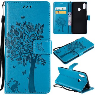 For Huawei Nova 3i/P Smart Plus Blue Cat Tree Leather Flip Wallet Stand Case