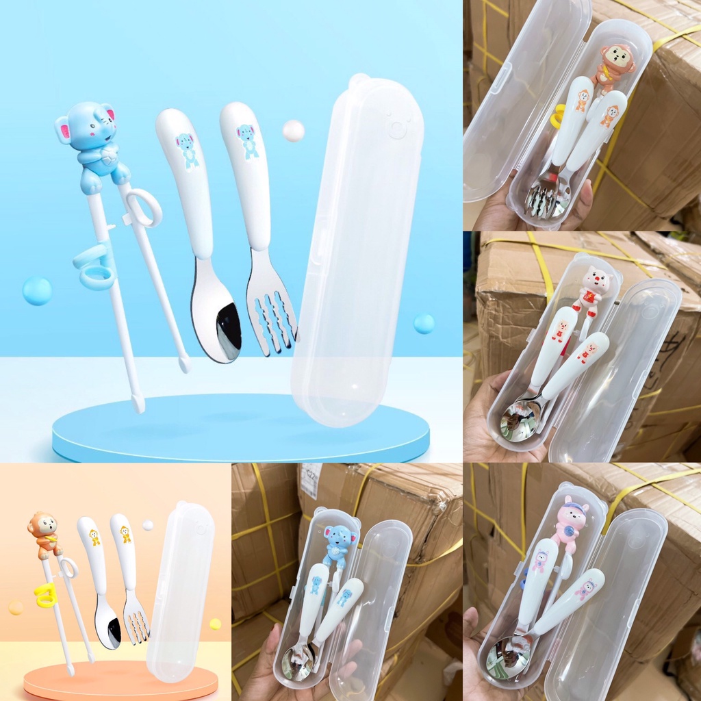 [RẺ VÔ ĐỊCH] Set dụng cụ tập ăn cho bé (thìa, dĩa, đũa)