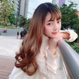 Tóc giả nguyên đầu chân đen nâu vàng xoăn sóng hàn quốc