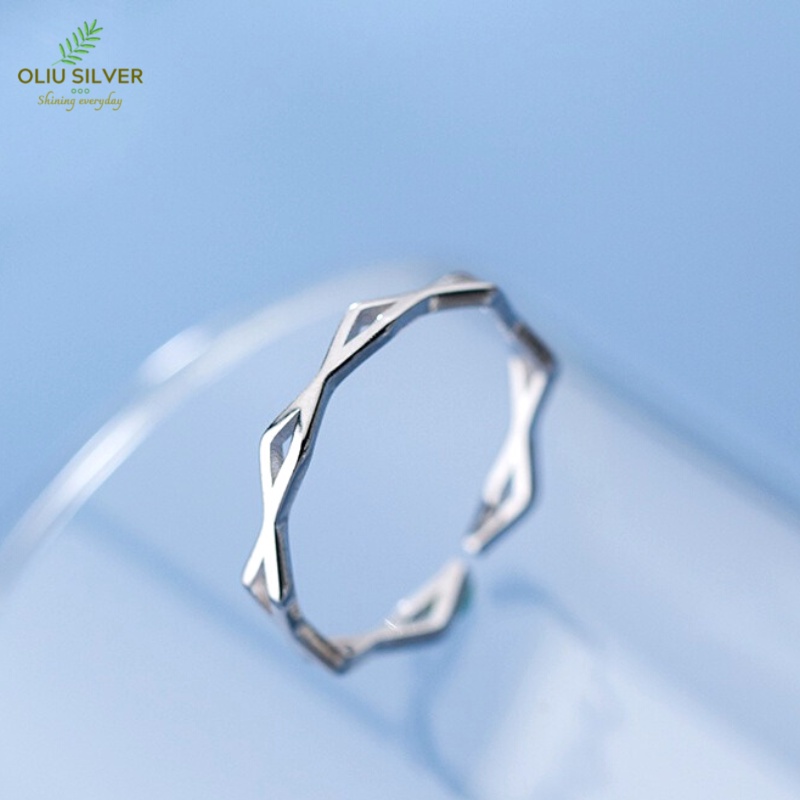 Nhẫn Bạc S925 Hình Thoi Free Size Trẻ Trung Cá Tính | Nhẫn Nữ Bạc Trang Sức Thời Trang Điều Chỉnh Được