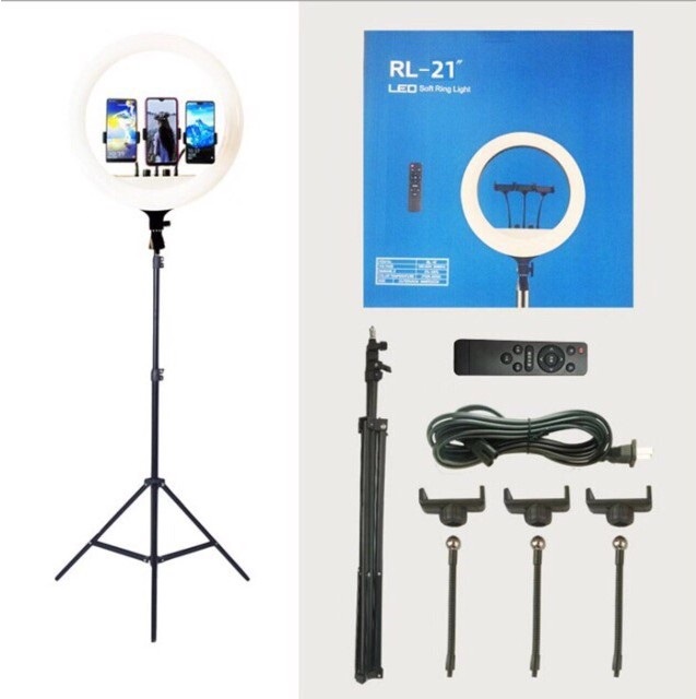 Đèn Rl-21 3 KẸP REMOTE  VÀ CHÂN ĐỨNG Size Bự Khổng Lồ Livestream Live Stream Spa Makeup Chụp Hình Studio