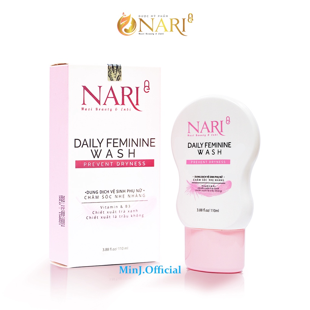 Dung dịch vệ sinh phụ nữ giảm ngứa Nano bạc hà Nari hồng mịn se khít nhẹ nhàng khô thoáng thơm hương cả ngày lọ 110 ml