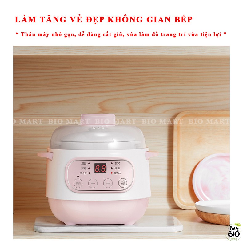 (Bản Tiếng Việt) Nồi nấu cháo chậm, nồi hầm chậm hẹn giờ bát sứ 1-2 tầng,Nồi đa năng hấp,hầm, chưng cách thủy dễ sử dụng