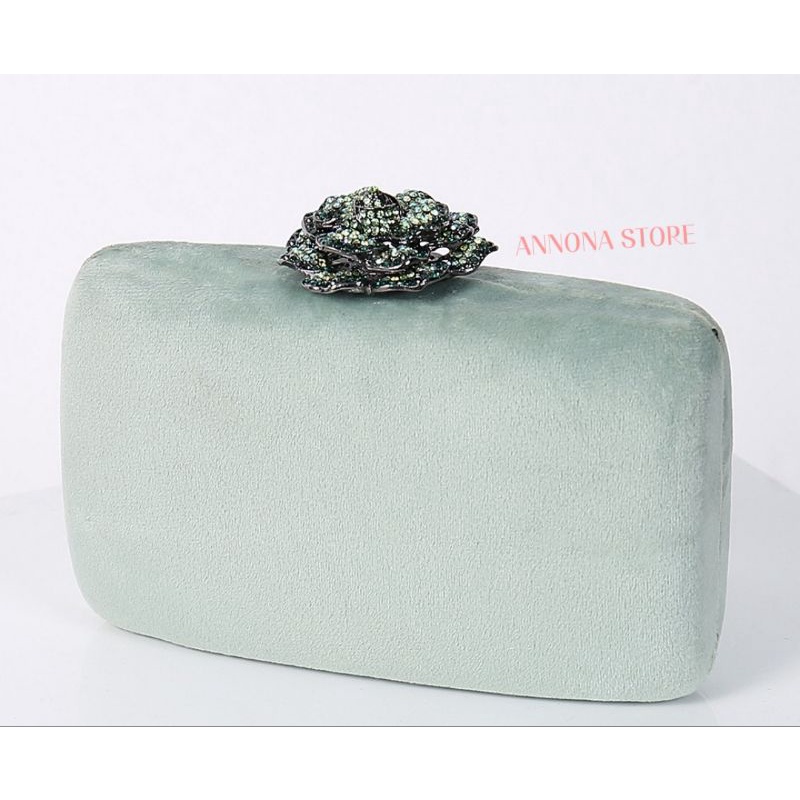 CLUTCH NHUNG KHÓA HOA ĐÍNH ĐÁ